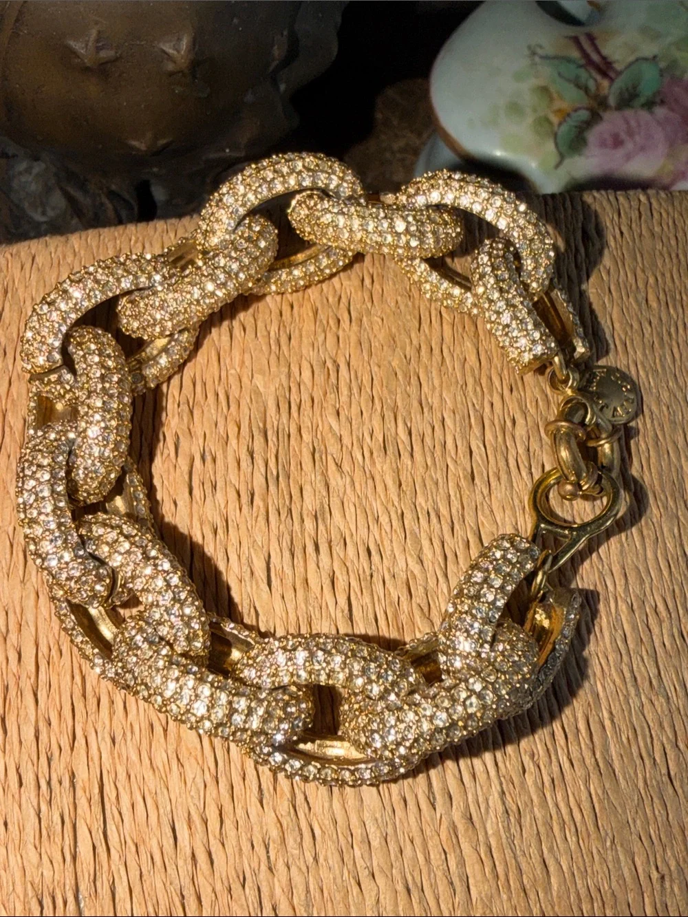 J. Crew Gold Crystal Pavé Link Bracelet